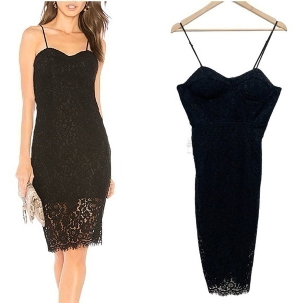 Bardot | NWT Ajustable straps Black Pierre Lace Dress Size 8 / Medium with cups
